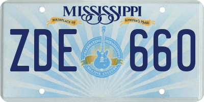 MS license plate ZDE660