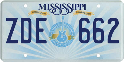 MS license plate ZDE662