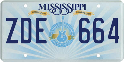 MS license plate ZDE664