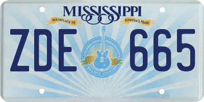 MS license plate ZDE665