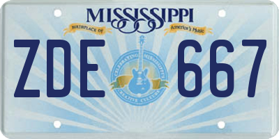 MS license plate ZDE667