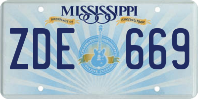 MS license plate ZDE669