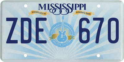 MS license plate ZDE670