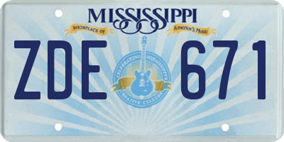MS license plate ZDE671