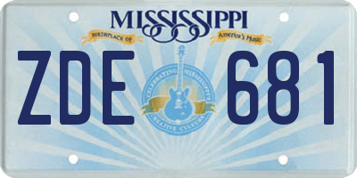 MS license plate ZDE681