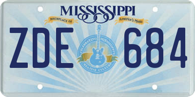 MS license plate ZDE684