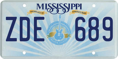 MS license plate ZDE689