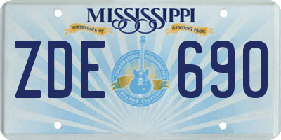 MS license plate ZDE690