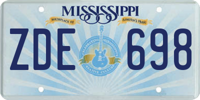 MS license plate ZDE698