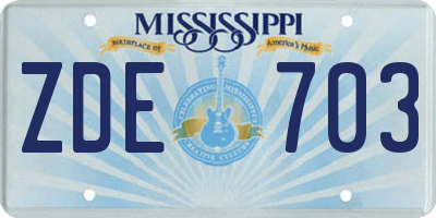 MS license plate ZDE703