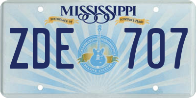 MS license plate ZDE707