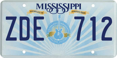 MS license plate ZDE712