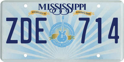 MS license plate ZDE714