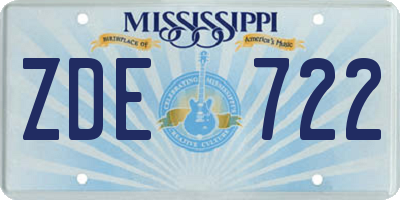 MS license plate ZDE722
