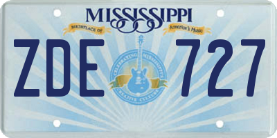 MS license plate ZDE727