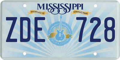 MS license plate ZDE728