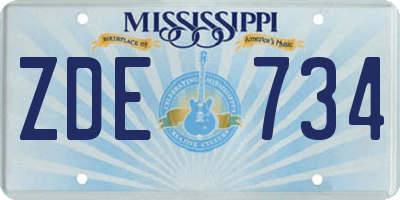 MS license plate ZDE734