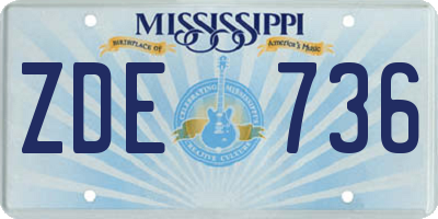 MS license plate ZDE736