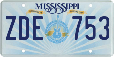 MS license plate ZDE753