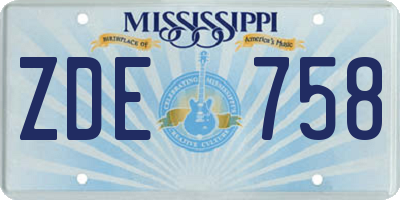 MS license plate ZDE758