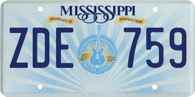 MS license plate ZDE759