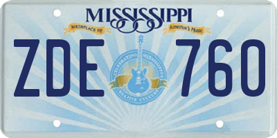 MS license plate ZDE760