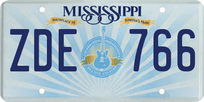 MS license plate ZDE766