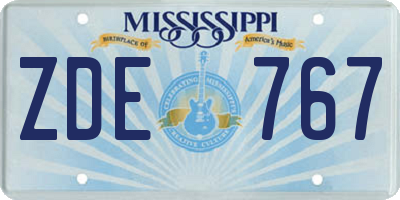 MS license plate ZDE767