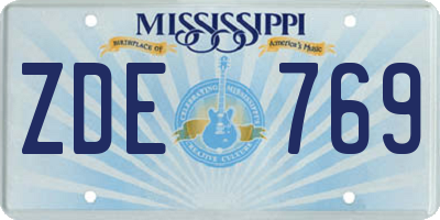 MS license plate ZDE769