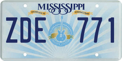 MS license plate ZDE771