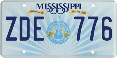MS license plate ZDE776