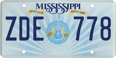 MS license plate ZDE778