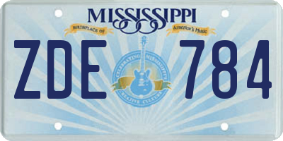 MS license plate ZDE784