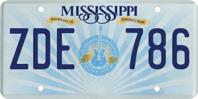 MS license plate ZDE786