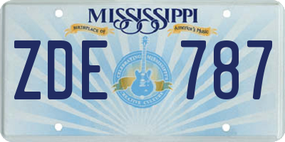 MS license plate ZDE787