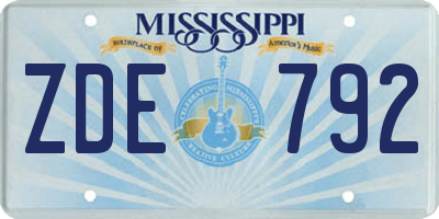 MS license plate ZDE792