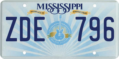 MS license plate ZDE796