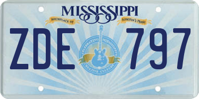 MS license plate ZDE797