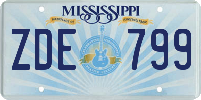MS license plate ZDE799