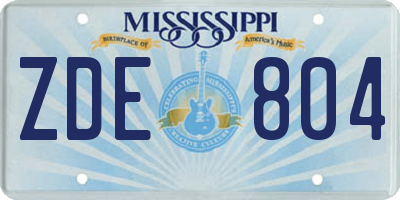 MS license plate ZDE804