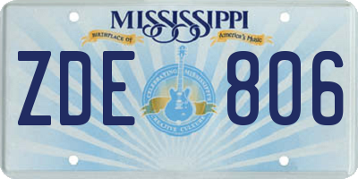 MS license plate ZDE806