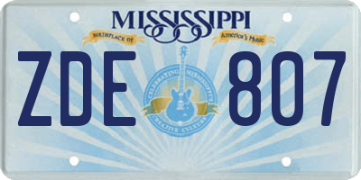 MS license plate ZDE807