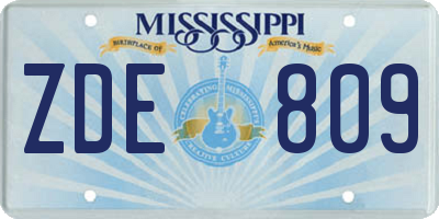 MS license plate ZDE809