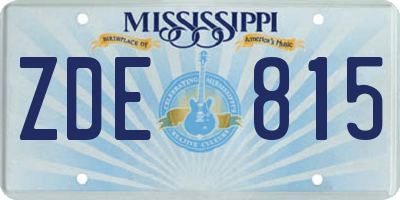 MS license plate ZDE815