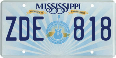 MS license plate ZDE818