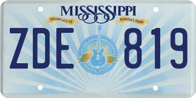 MS license plate ZDE819