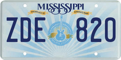 MS license plate ZDE820