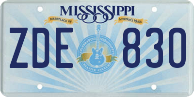 MS license plate ZDE830