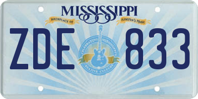 MS license plate ZDE833