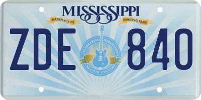 MS license plate ZDE840